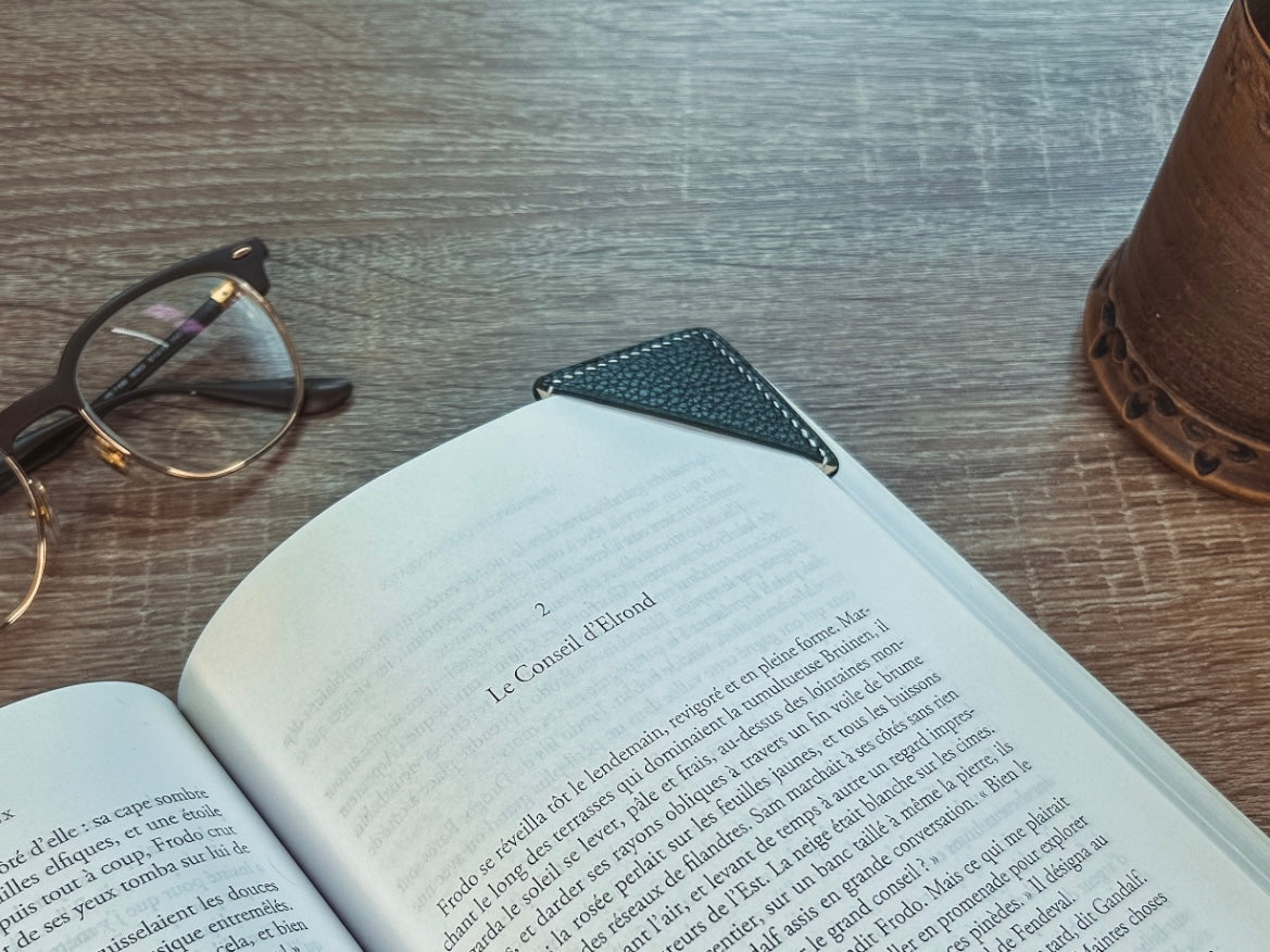Leather corner bookmark
